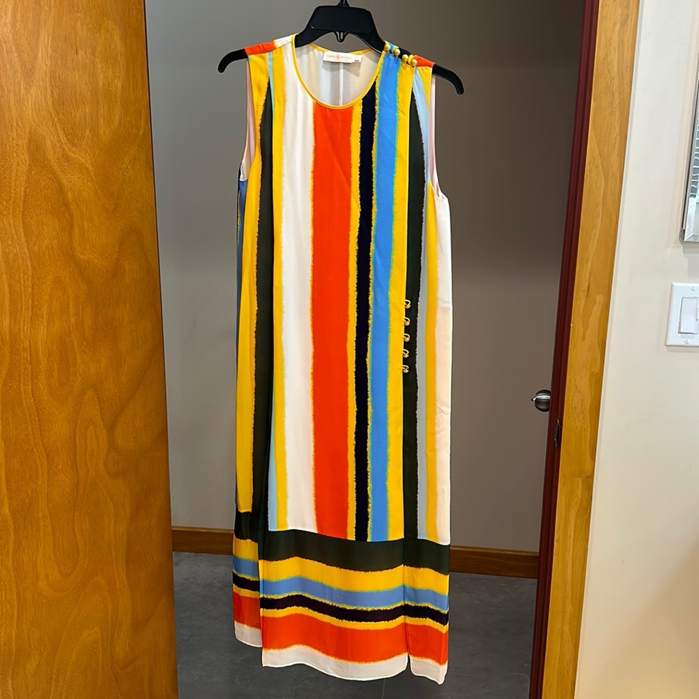 Tory Burch silk size US 6 multicolor stripe midi dress
